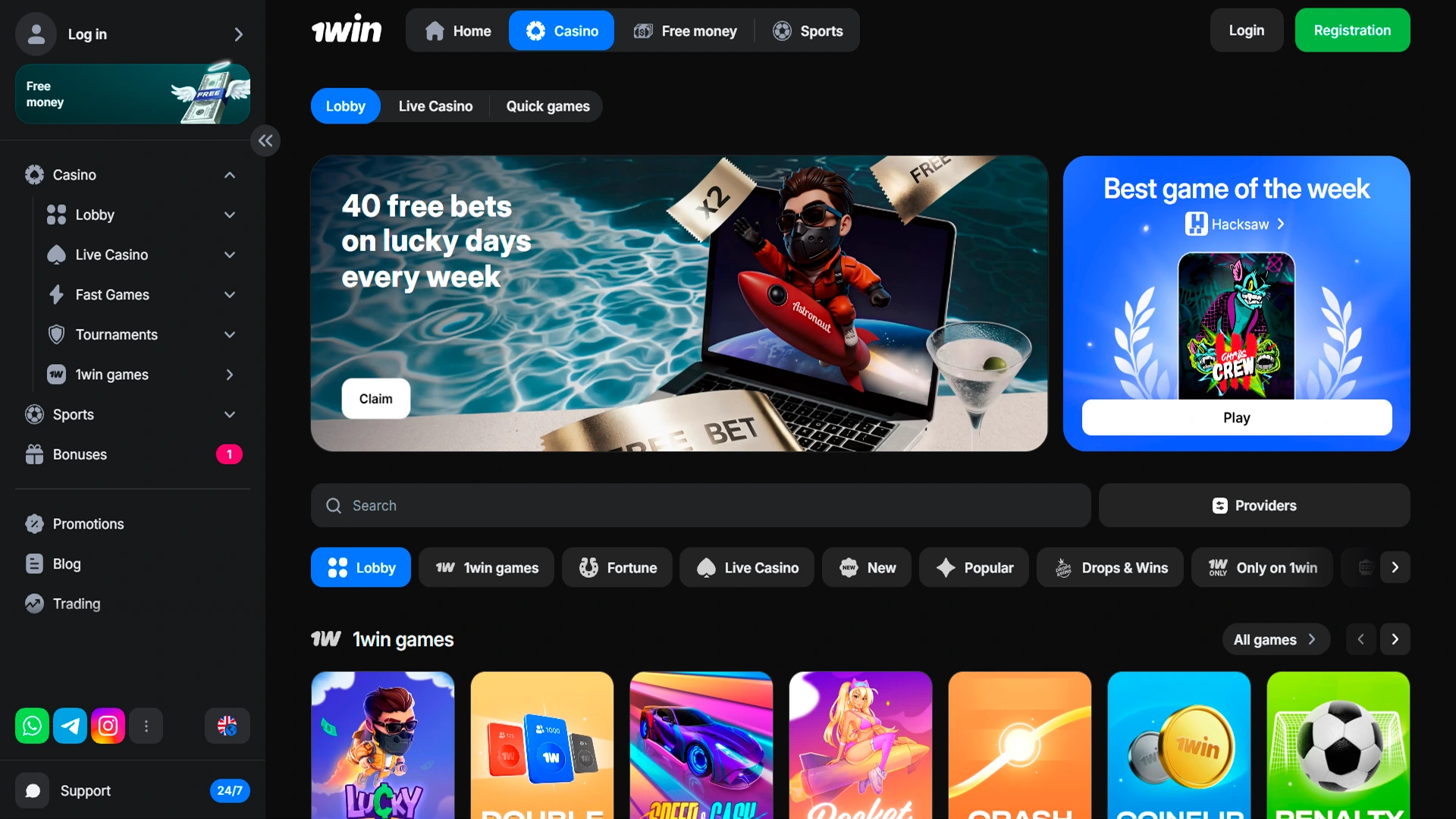 Play top-rated online casino games at 1win.