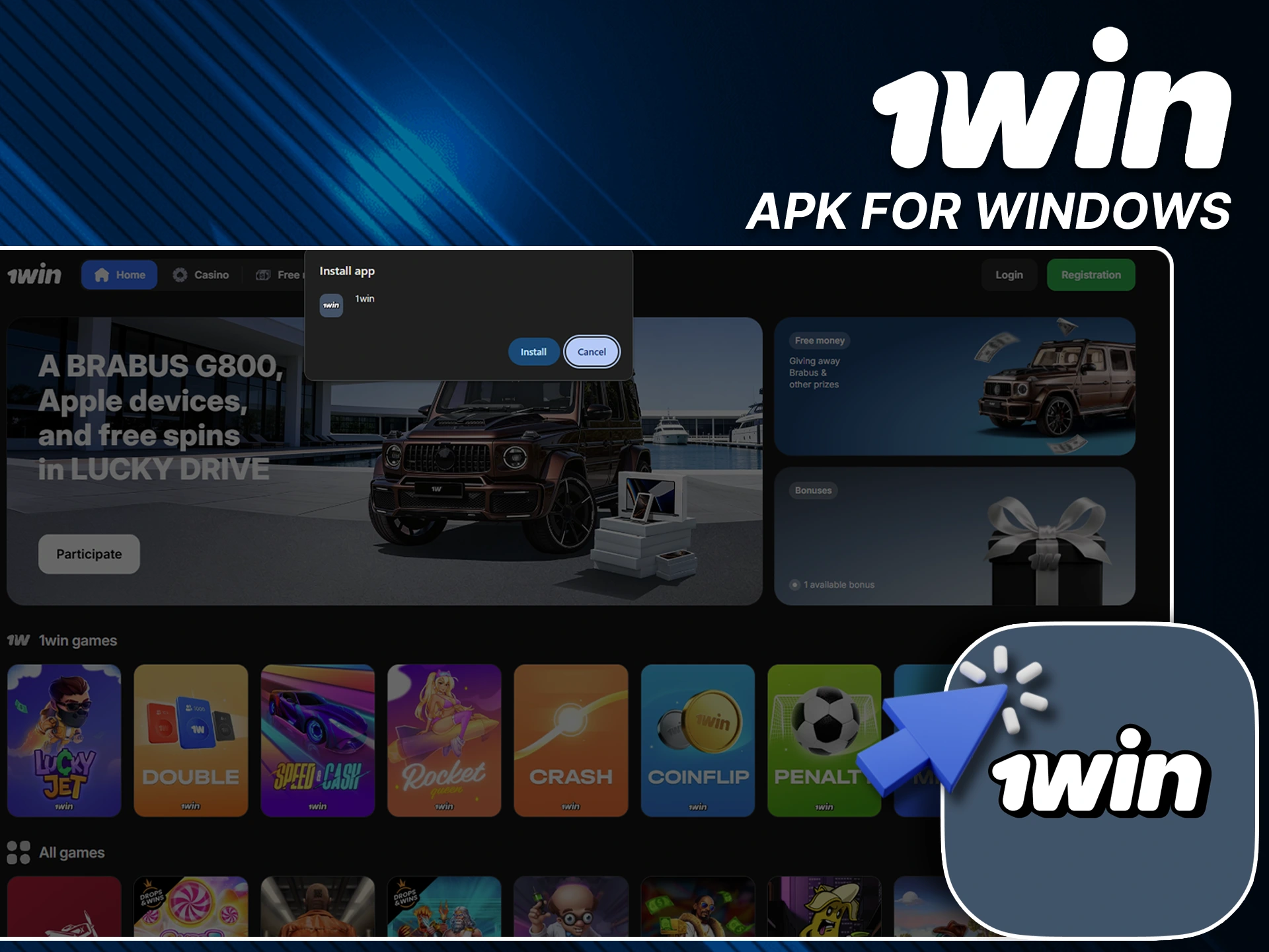 Explanation of 1win APK compatibility for desktop users.