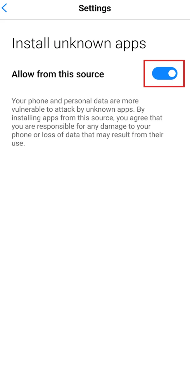 Enable unknown sources for official 1win app.