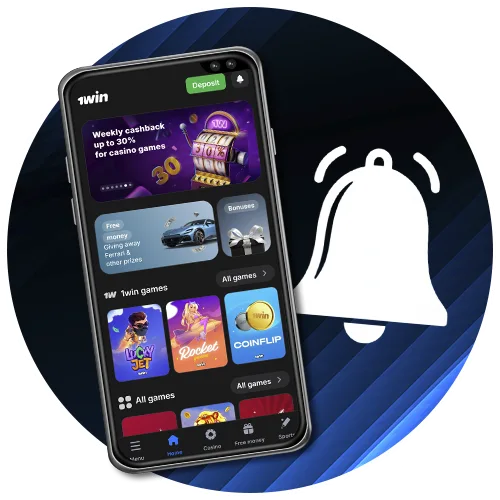 Enable notifications on the official 1win app.