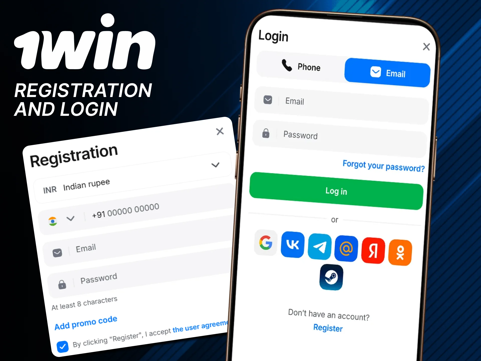 Login quickly using the official 1win app.