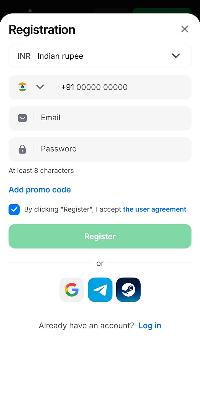 Create an account on the official 1win website.