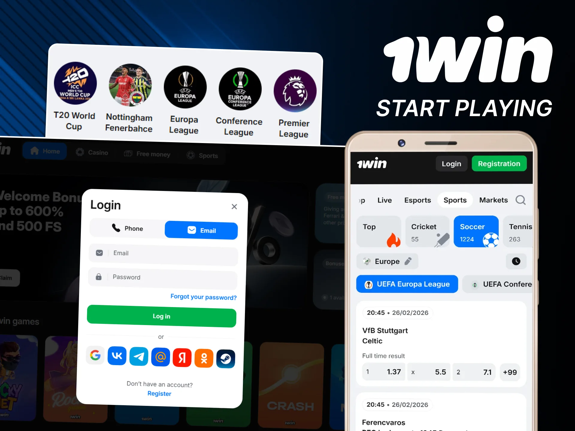 Start playing via the official 1win app.