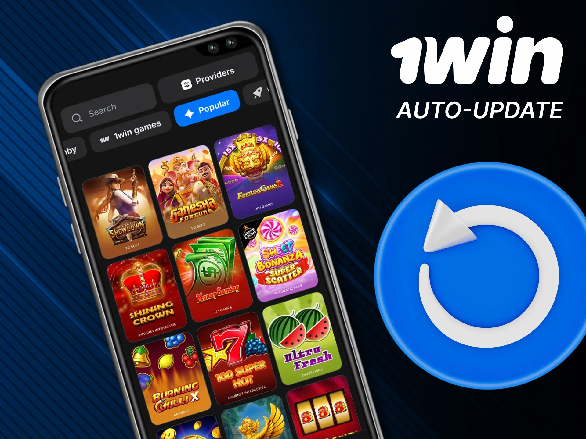 Update to the latest official 1win version.