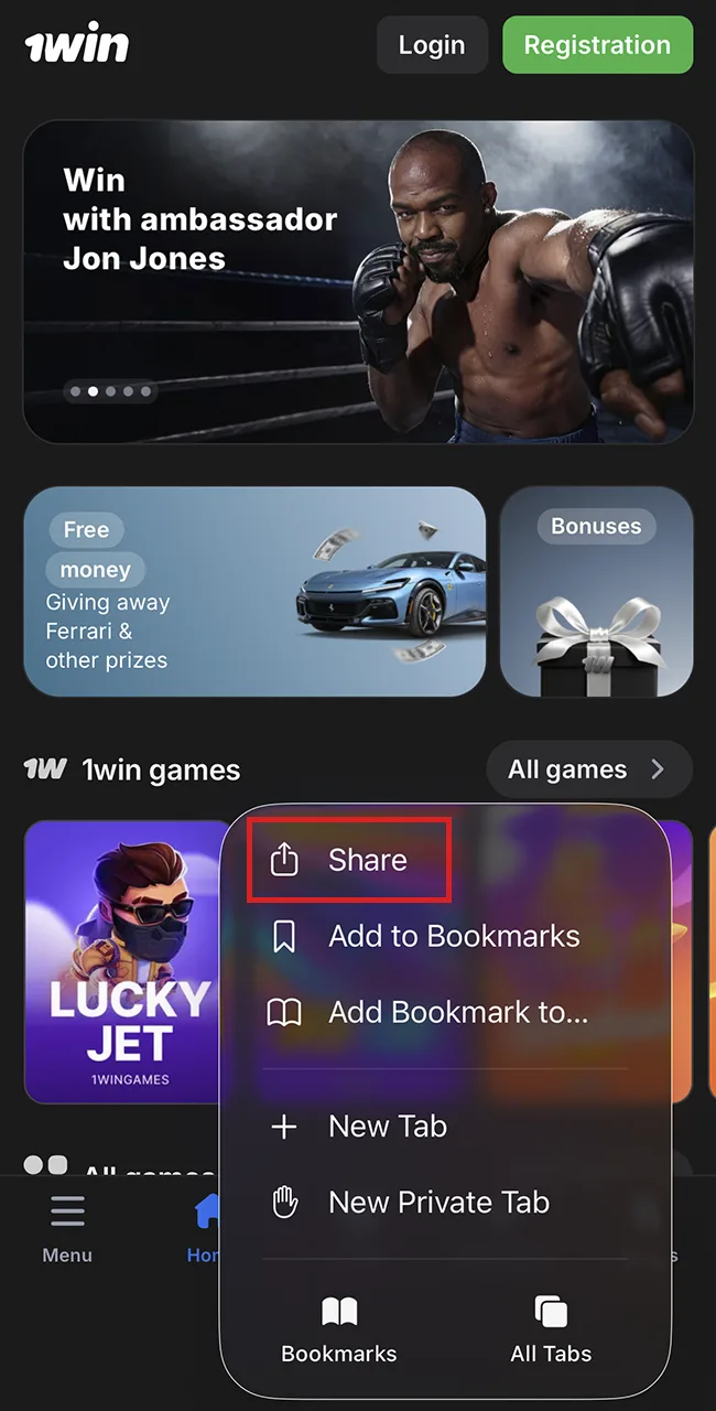 Follow official 1win iOS PWA setup steps.