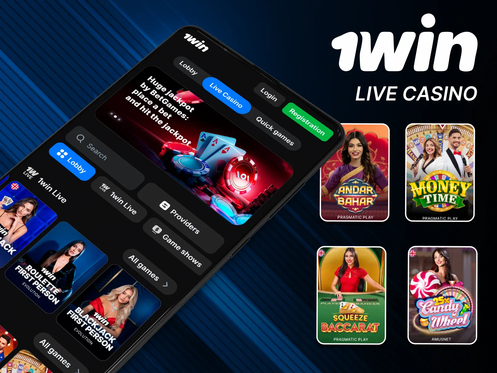 Join live tables on official 1win app.