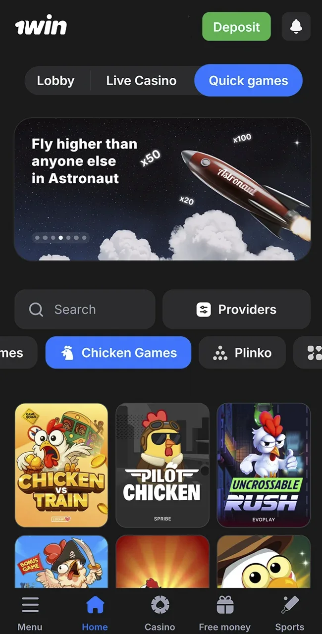 Play online casino games at official 1win.