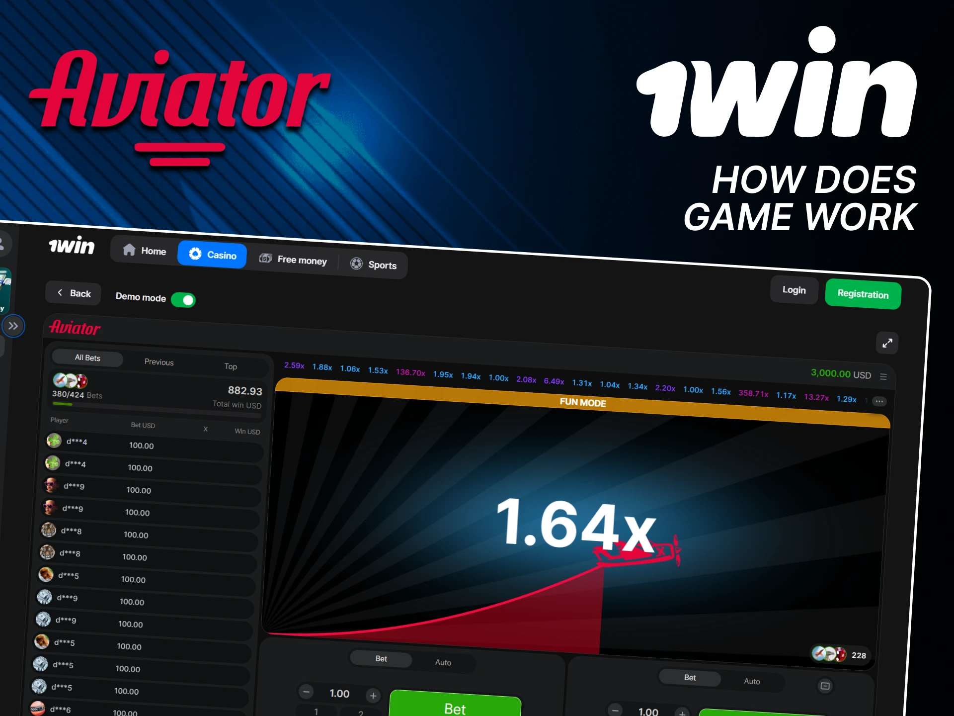 The Aviator game on 1win is very easy to play.