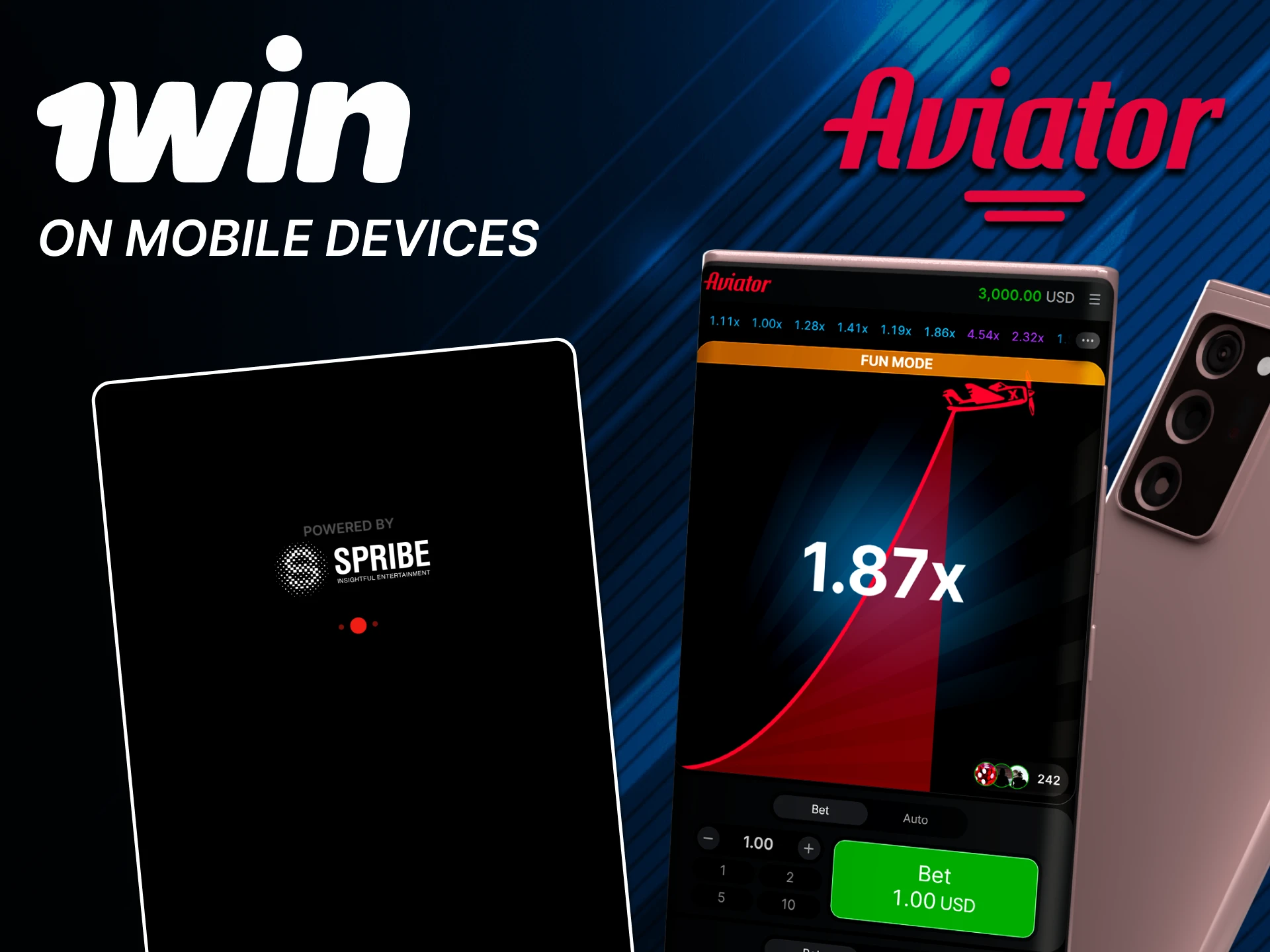 Play Aviator in the 1win application.