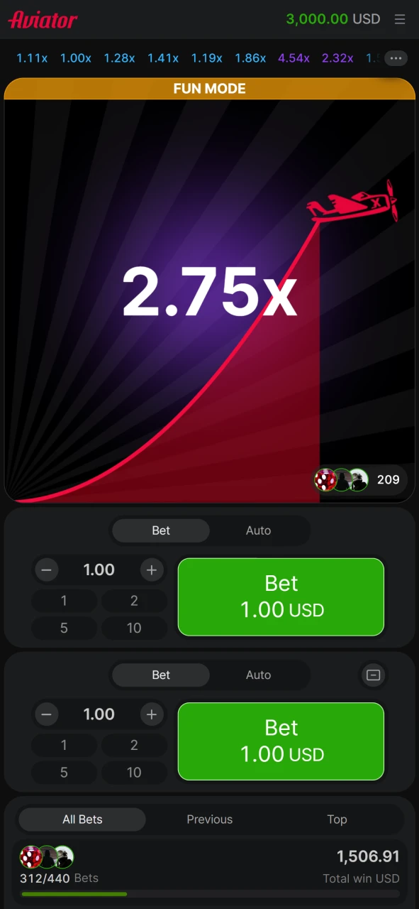 Explore the Aviator game interface on 1win.