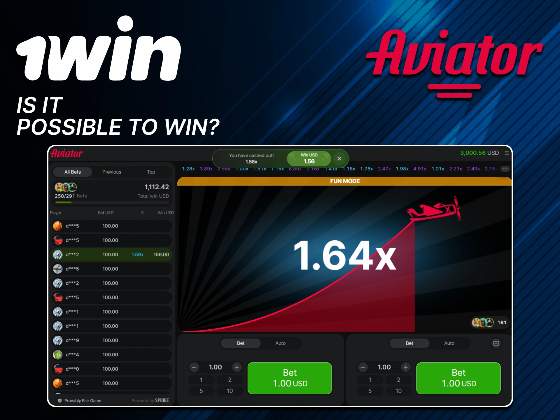 You can easily win the Aviator game at 1win.