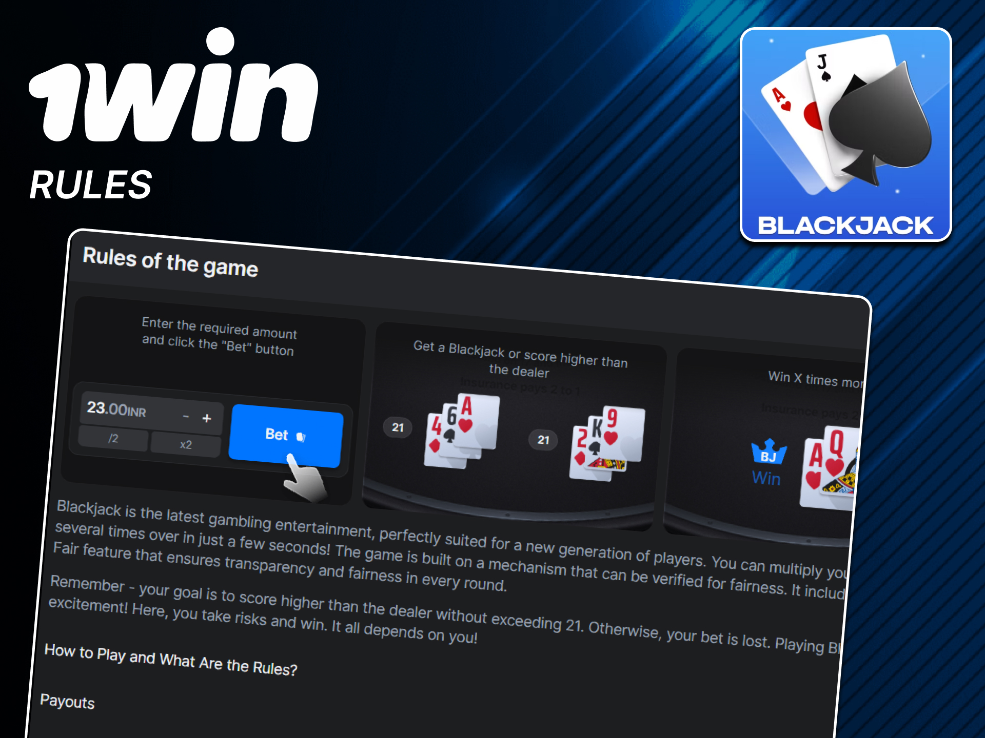 Master the basic rules of 1win blackjack today.
