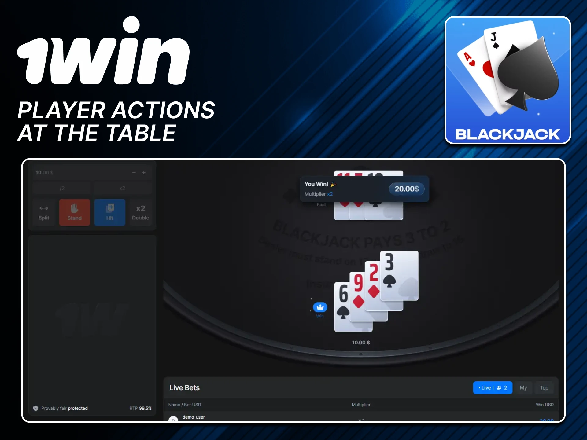 We will tell you how a player should act in Blackjack at 1 win.