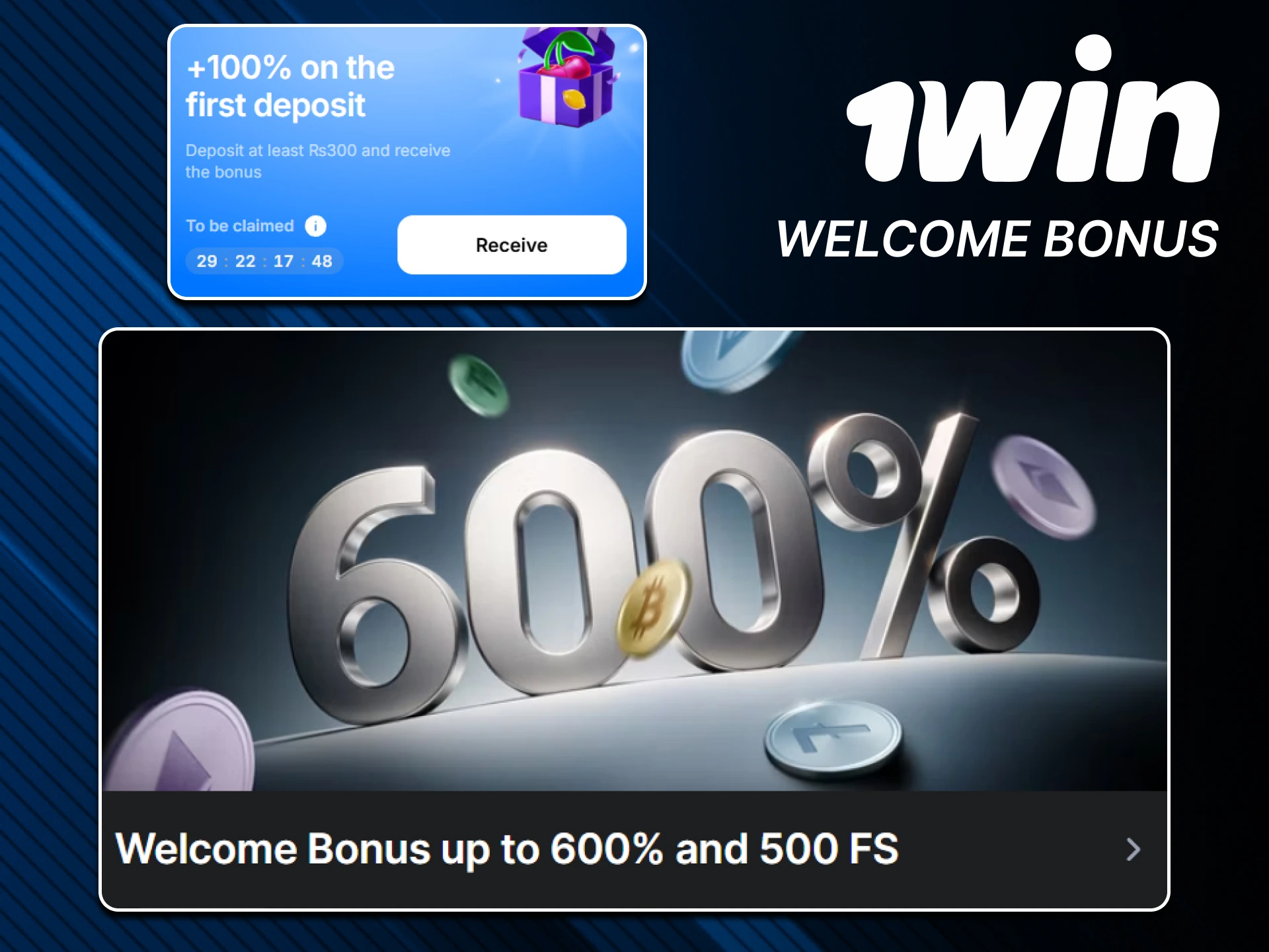 Claim your welcome bonus at official 1win.