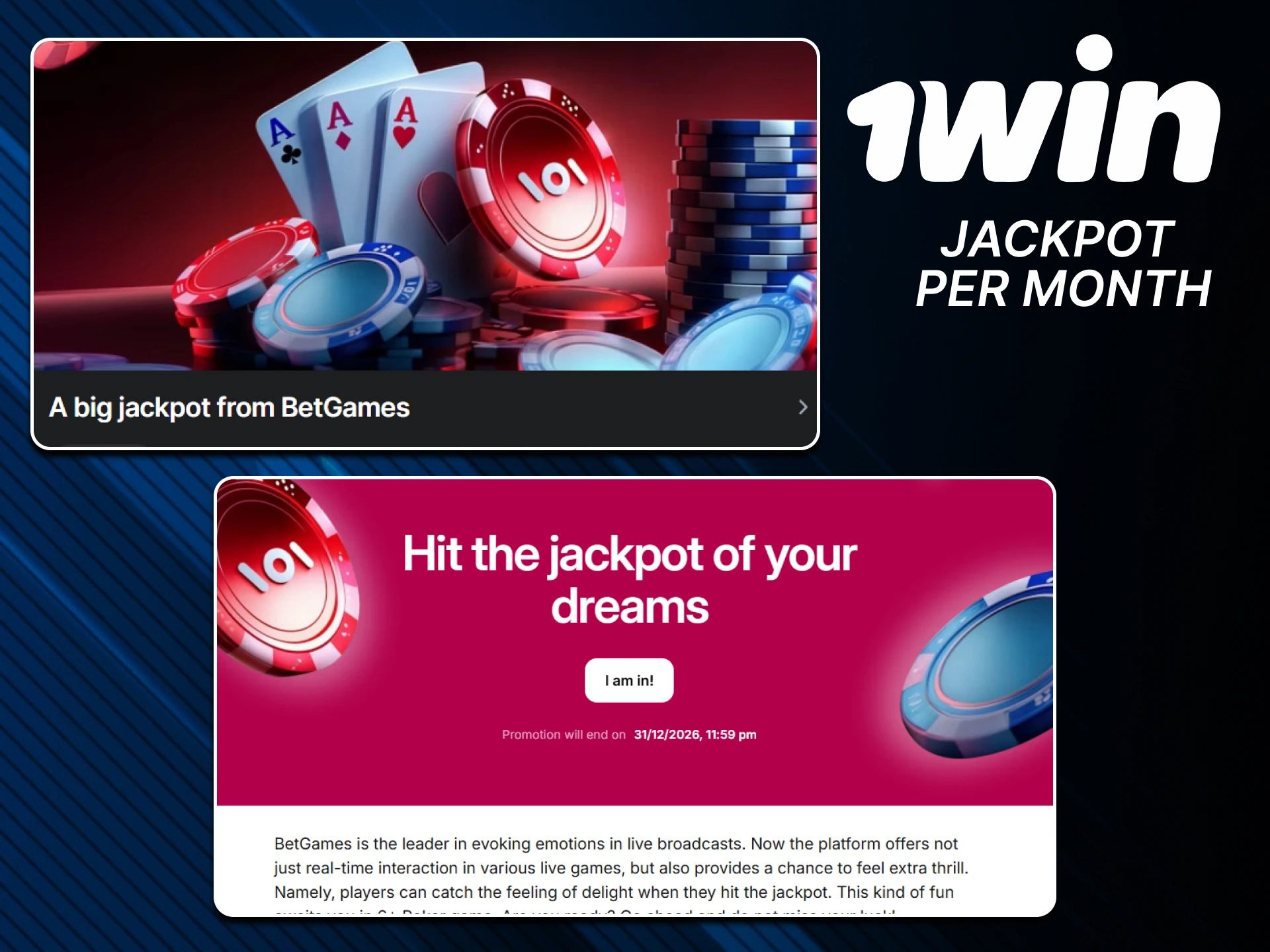 Win the monthly jackpot on official 1win.