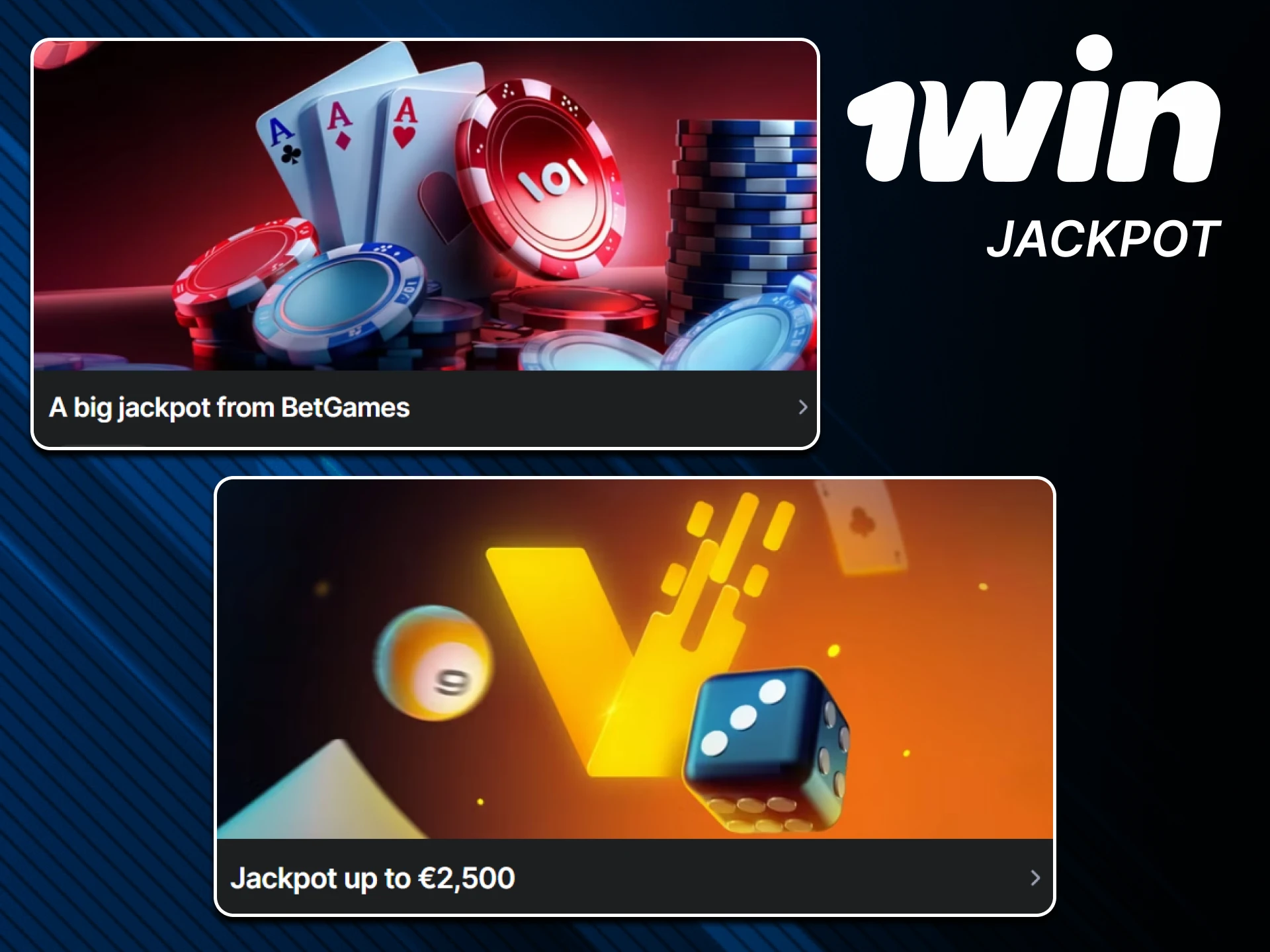 Play at the casino and hit bonus jackpots from 1win.