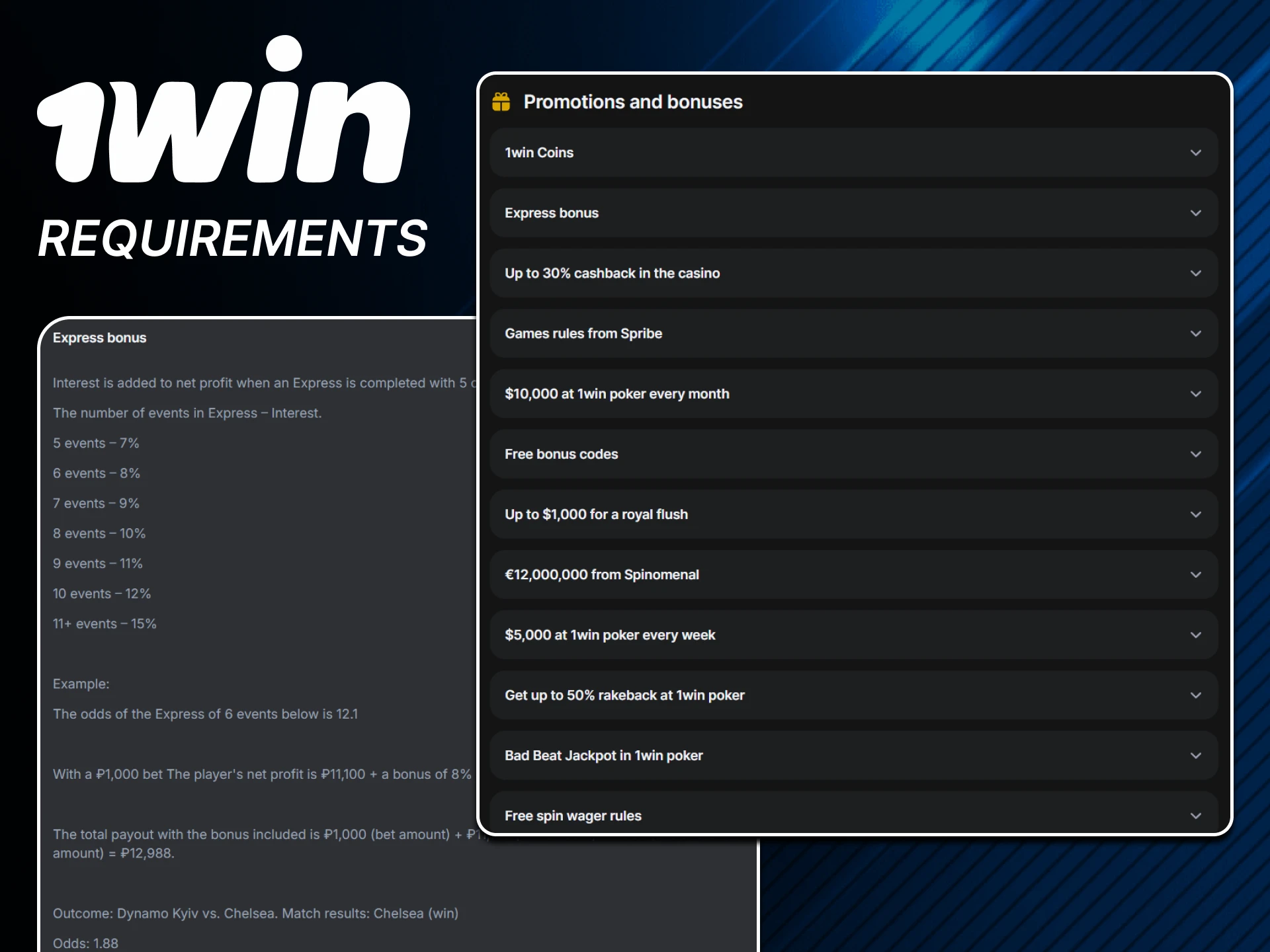 Be sure to study the bonus conditions before activating it on 1win.