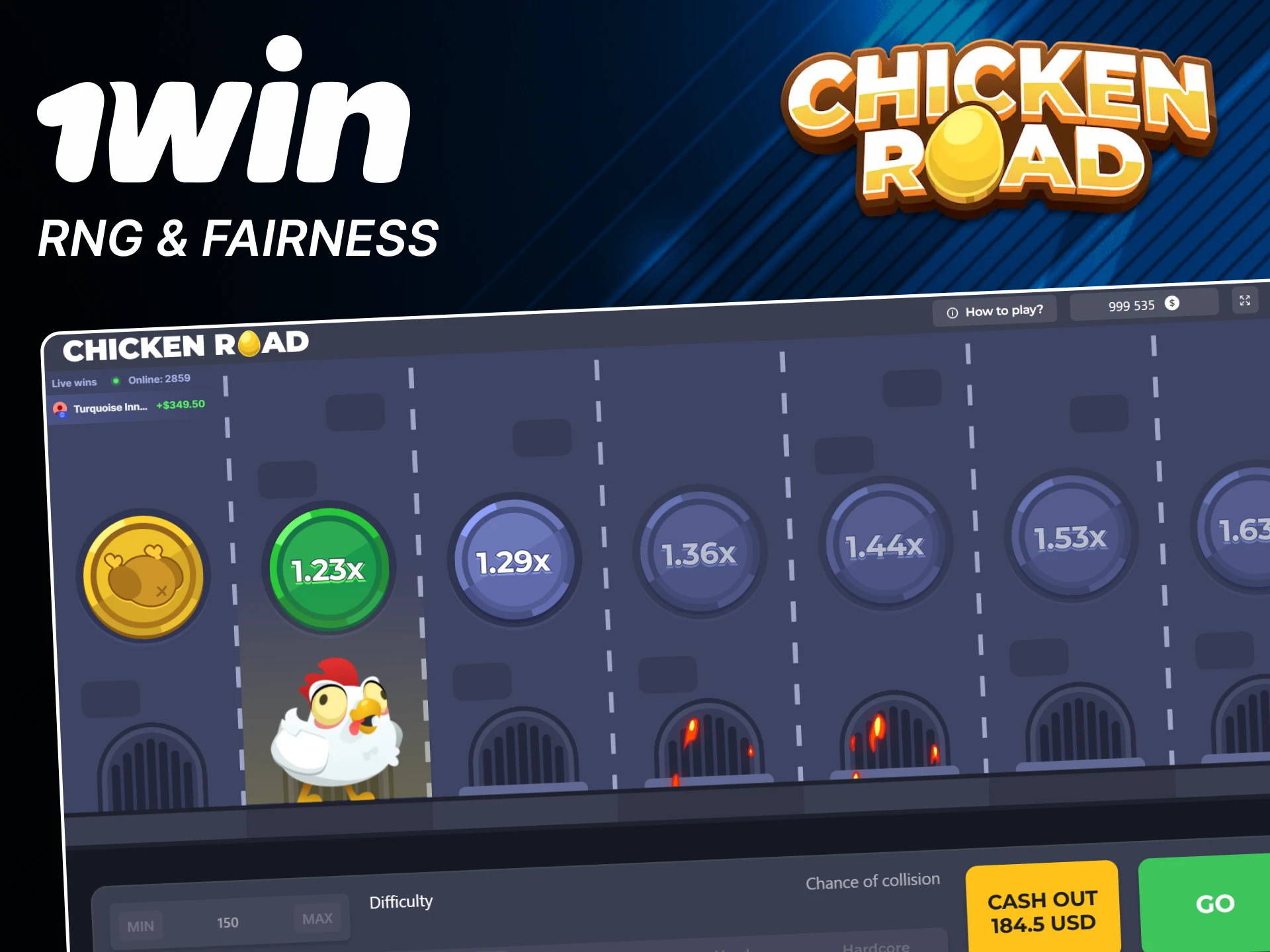 The RNG system works in every round of Chicken Road from 1win.