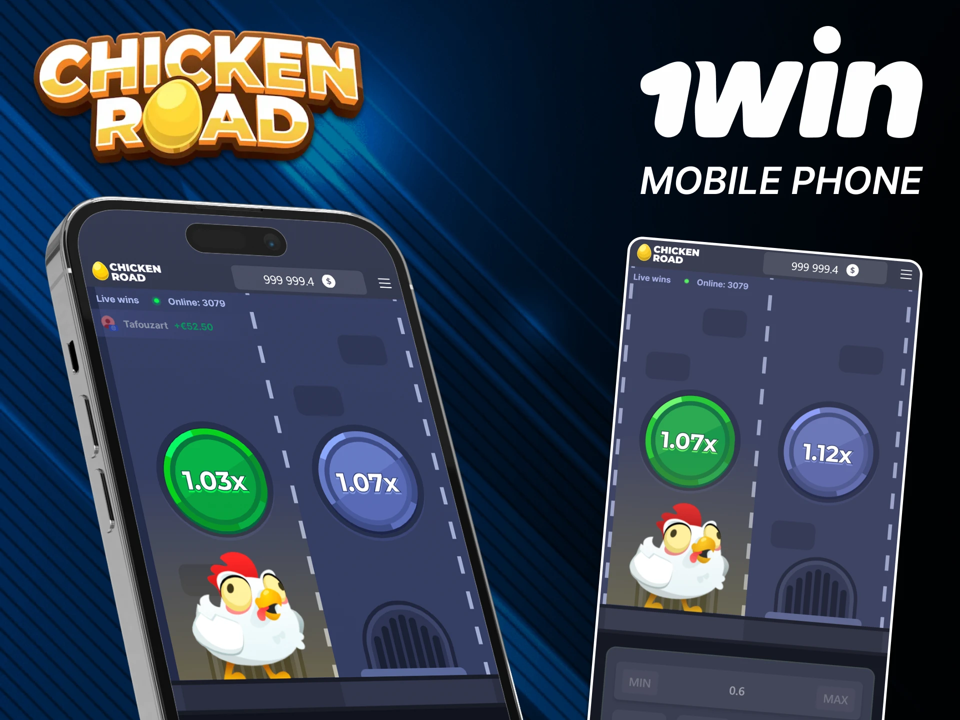 After downloading the 1win app, go to the casino section to play Chicken Road.
