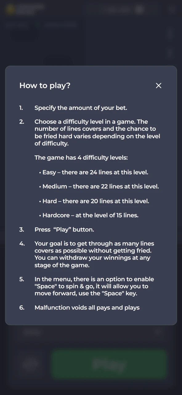 Find the Chicken Road game rules from 1win in the menu.