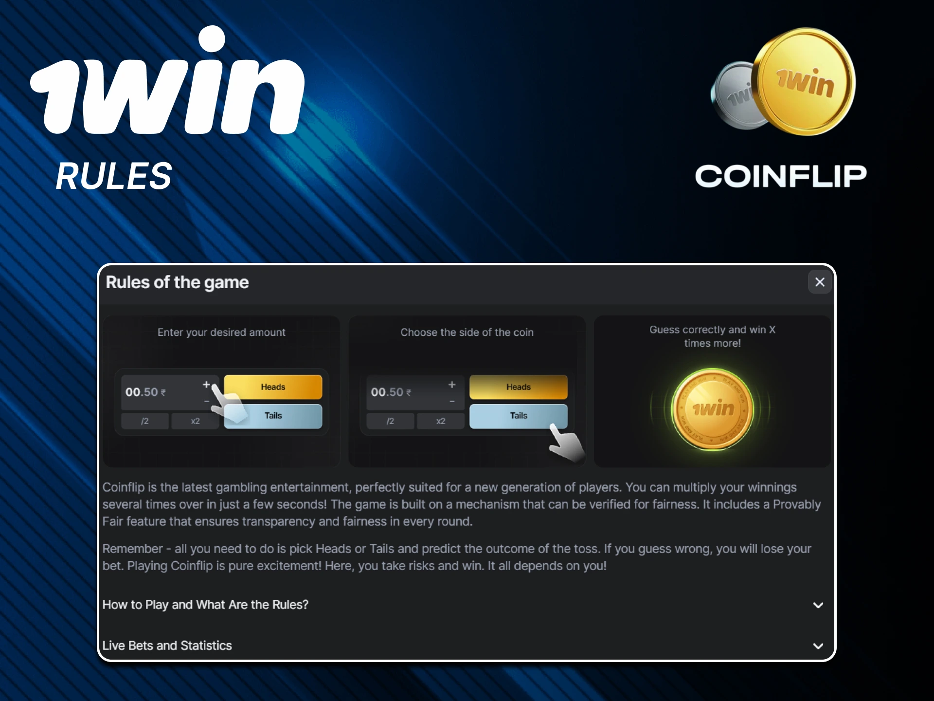 Master the official 1win Coin Flip game rules.