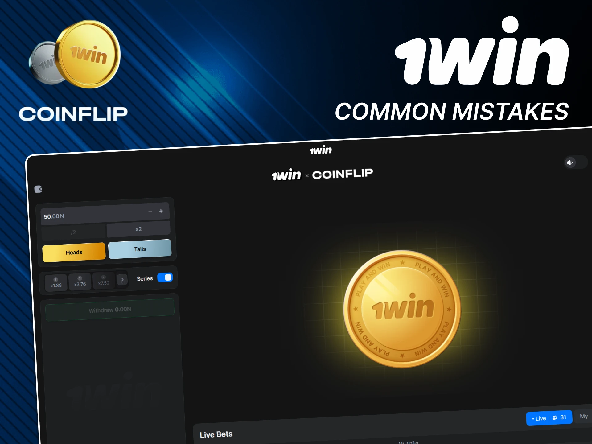 Avoid newbie mistakes in the Coin Flip game from 1win.