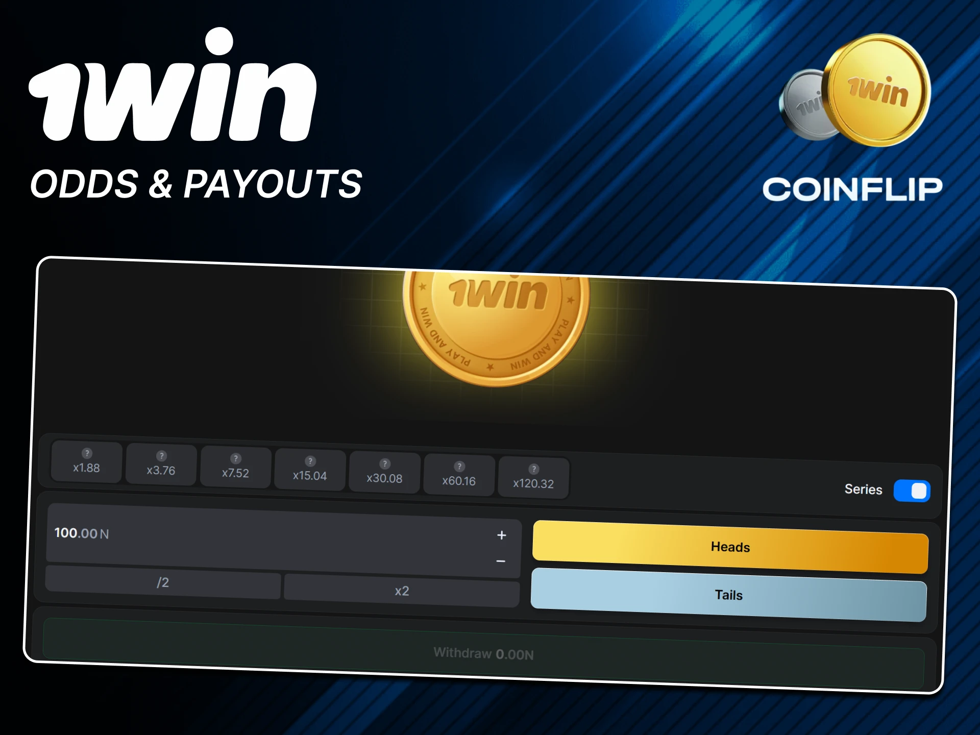 Find out about payouts in the Coin Flip game on the 1win website.