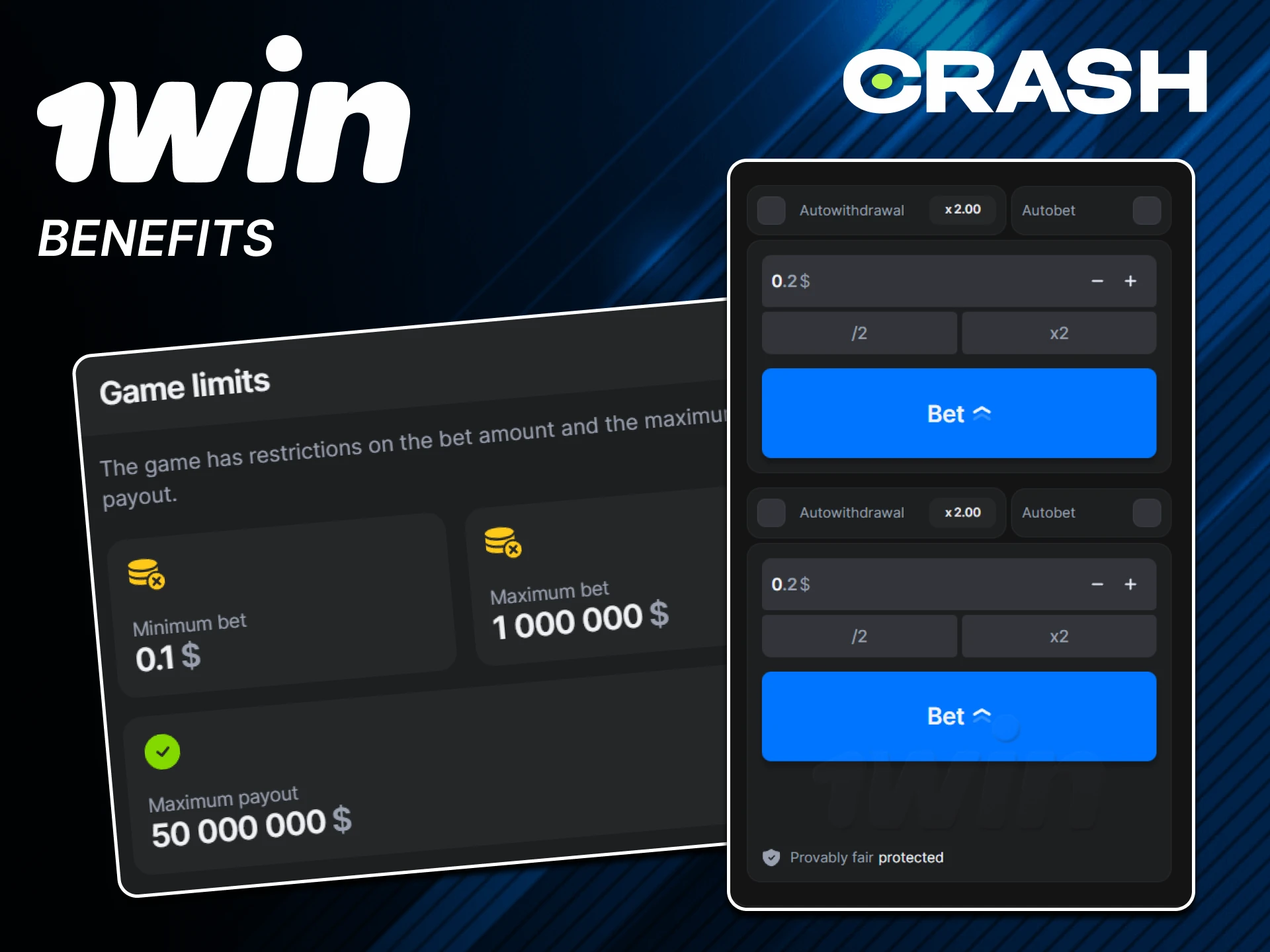 The advantages of 1win for the game Crash are waiting for every player.