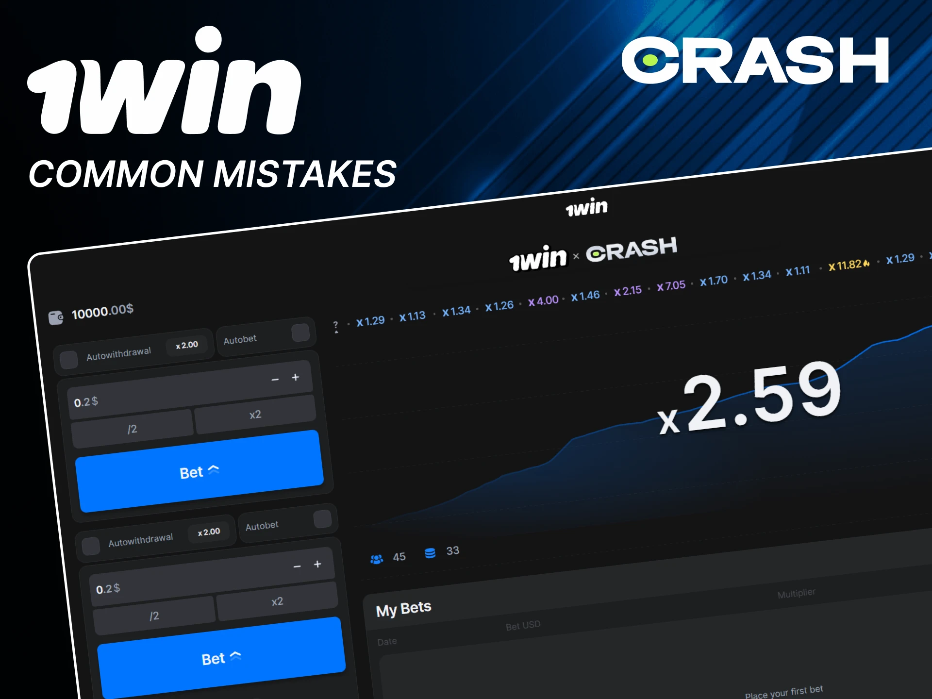 There are obvious mistakes that new players make in Crash from 1win.