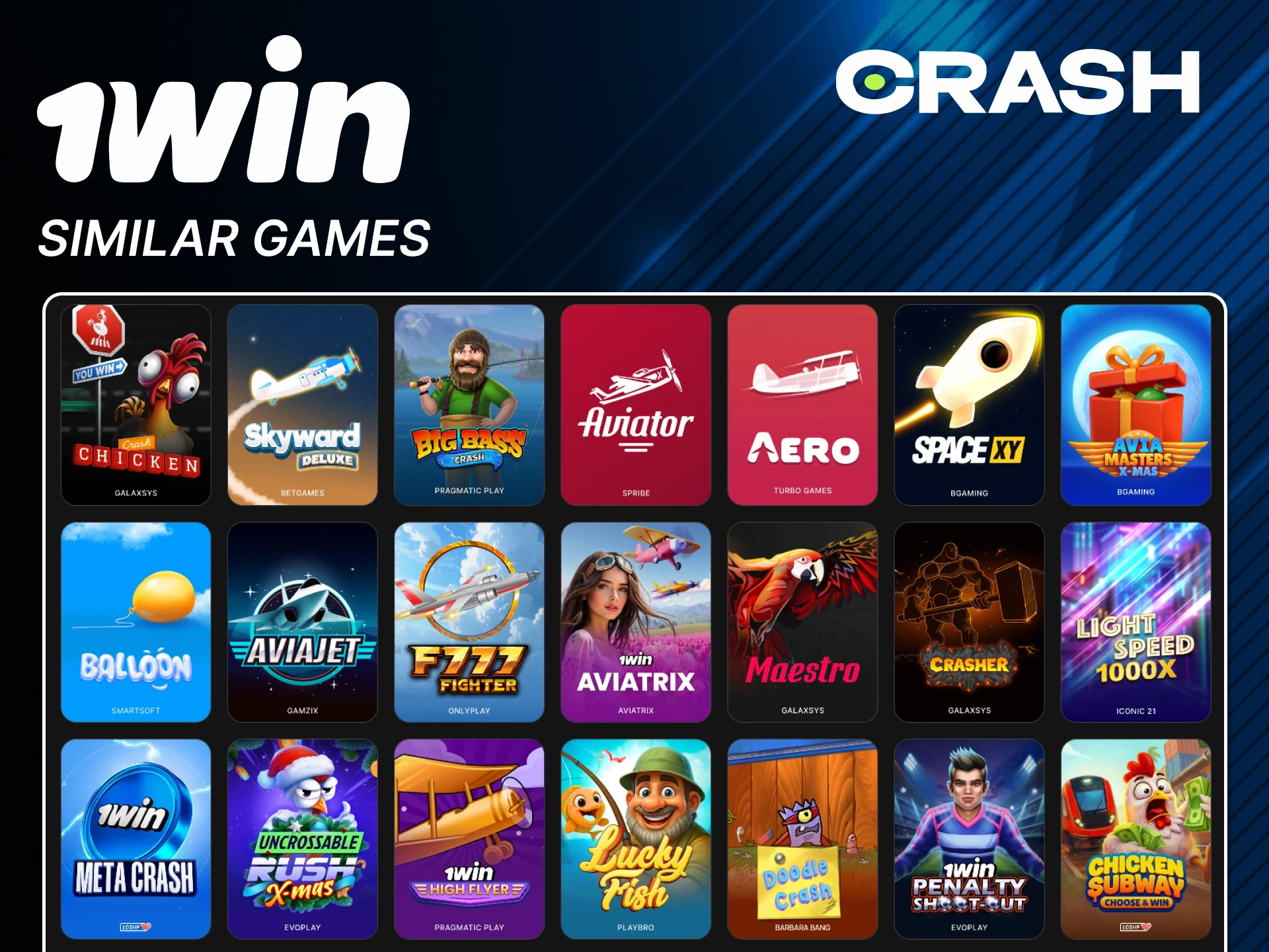 You will find similar games to Crash in the 1win casino section.