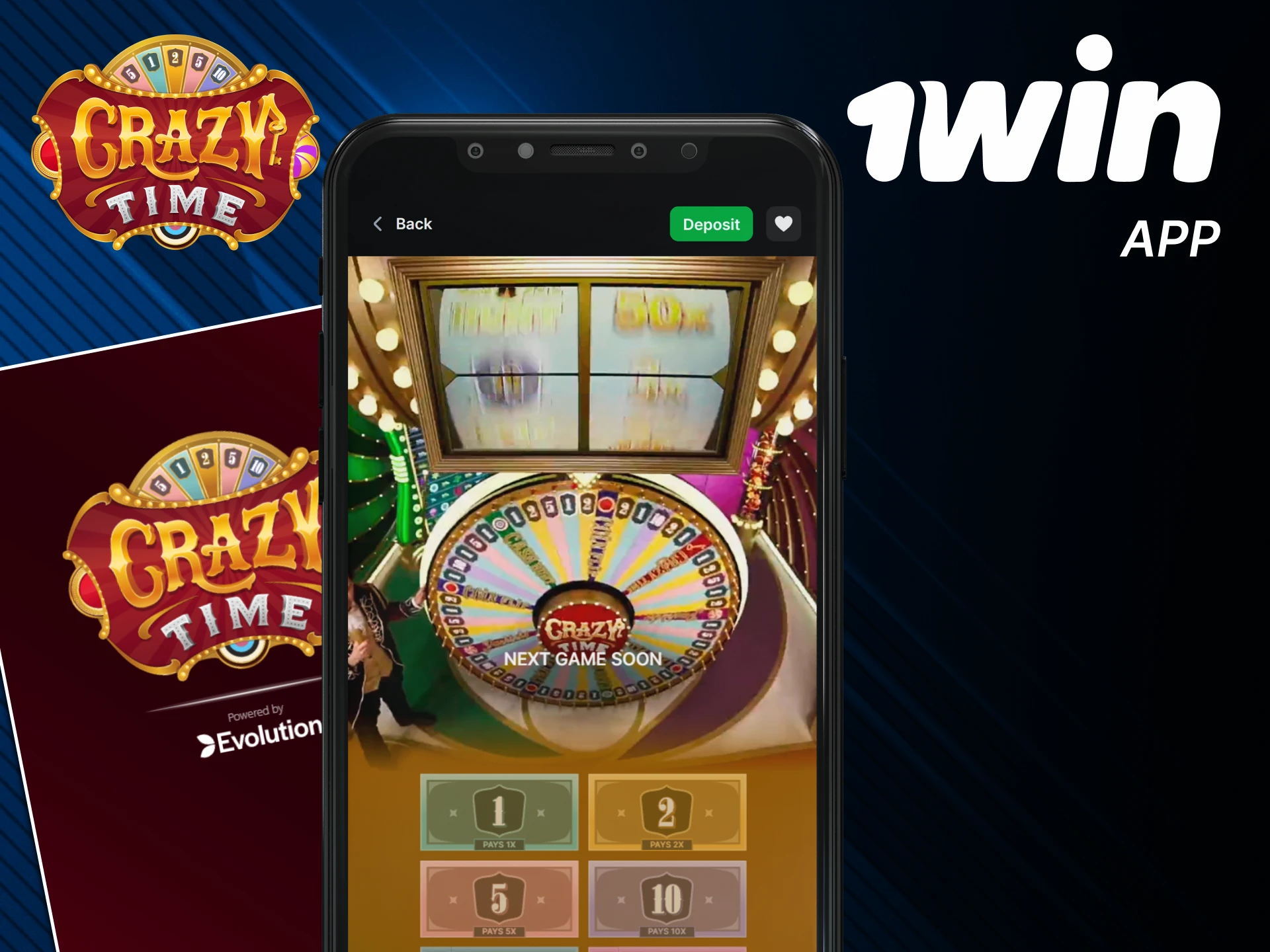 You can play Crazy Time in the 1win app.