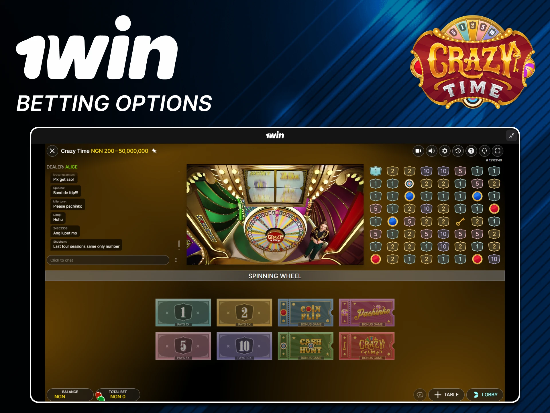 Learn the functionality of Crazy Time games from 1win.