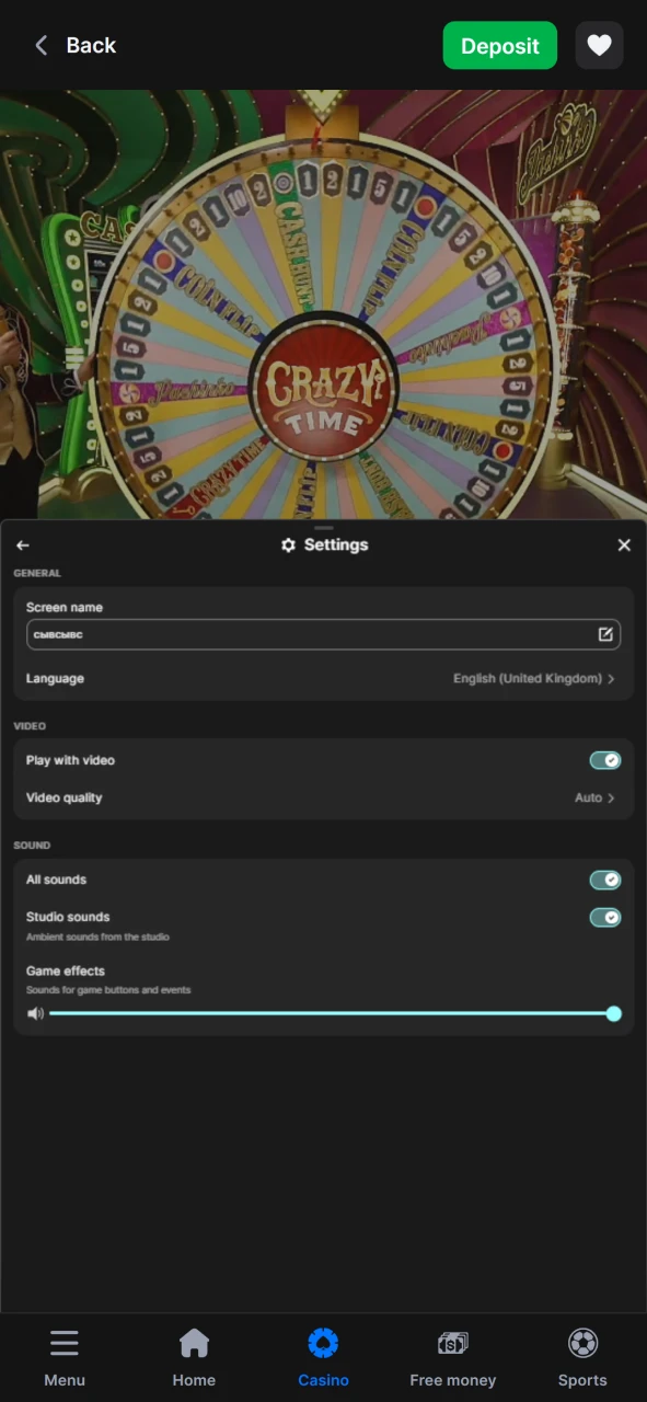 Customize the Crazy Time game from 1win to suit your needs.