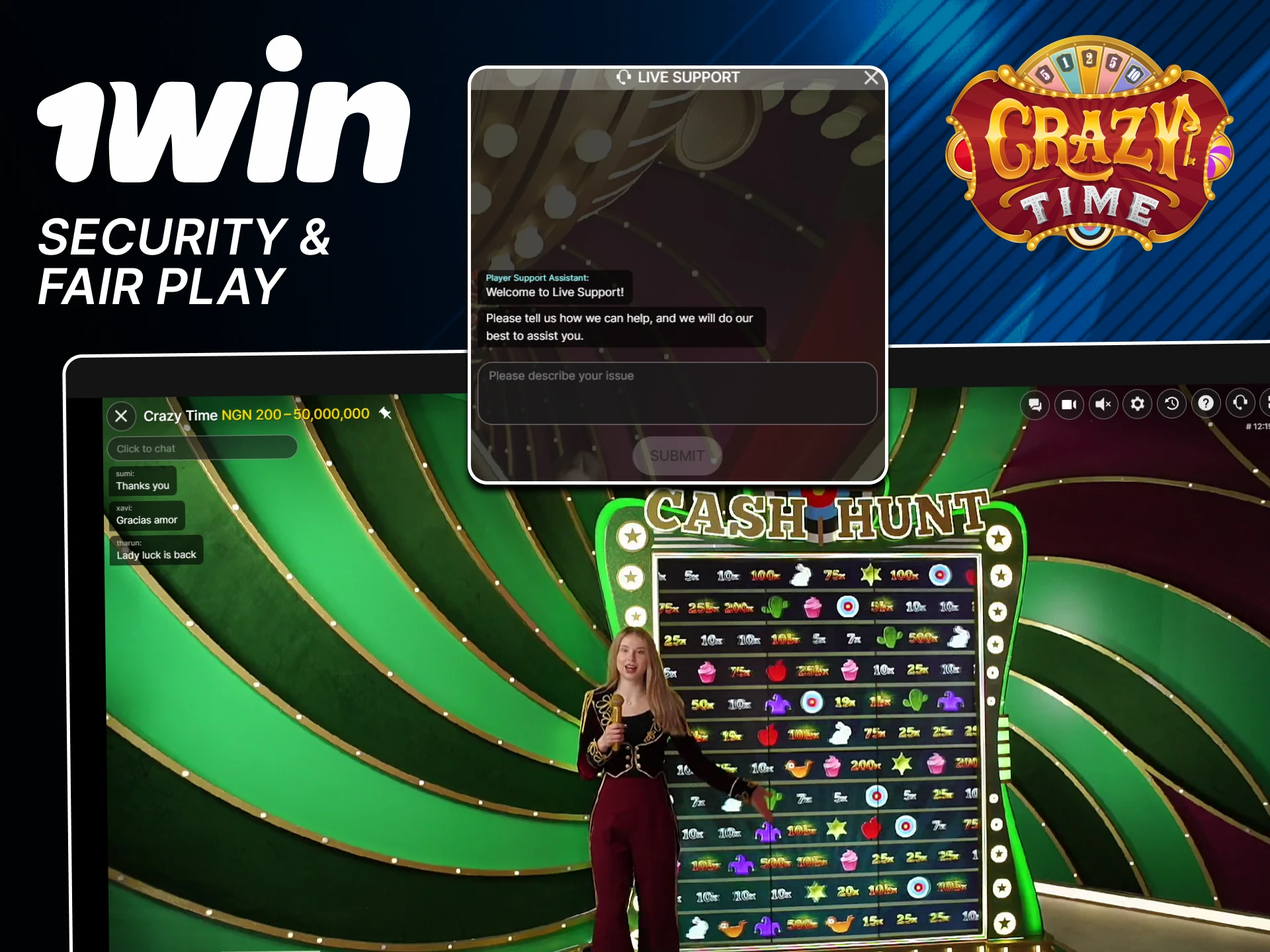 Play Crazy Time has special protection from 1win.