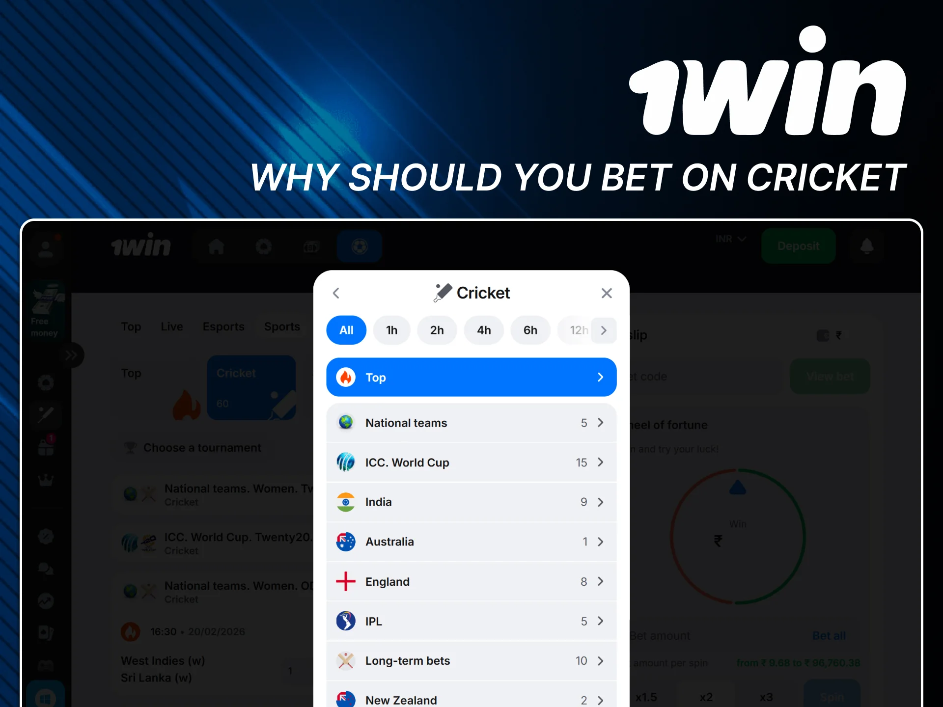 Bet on cricket with the official 1win advantage.