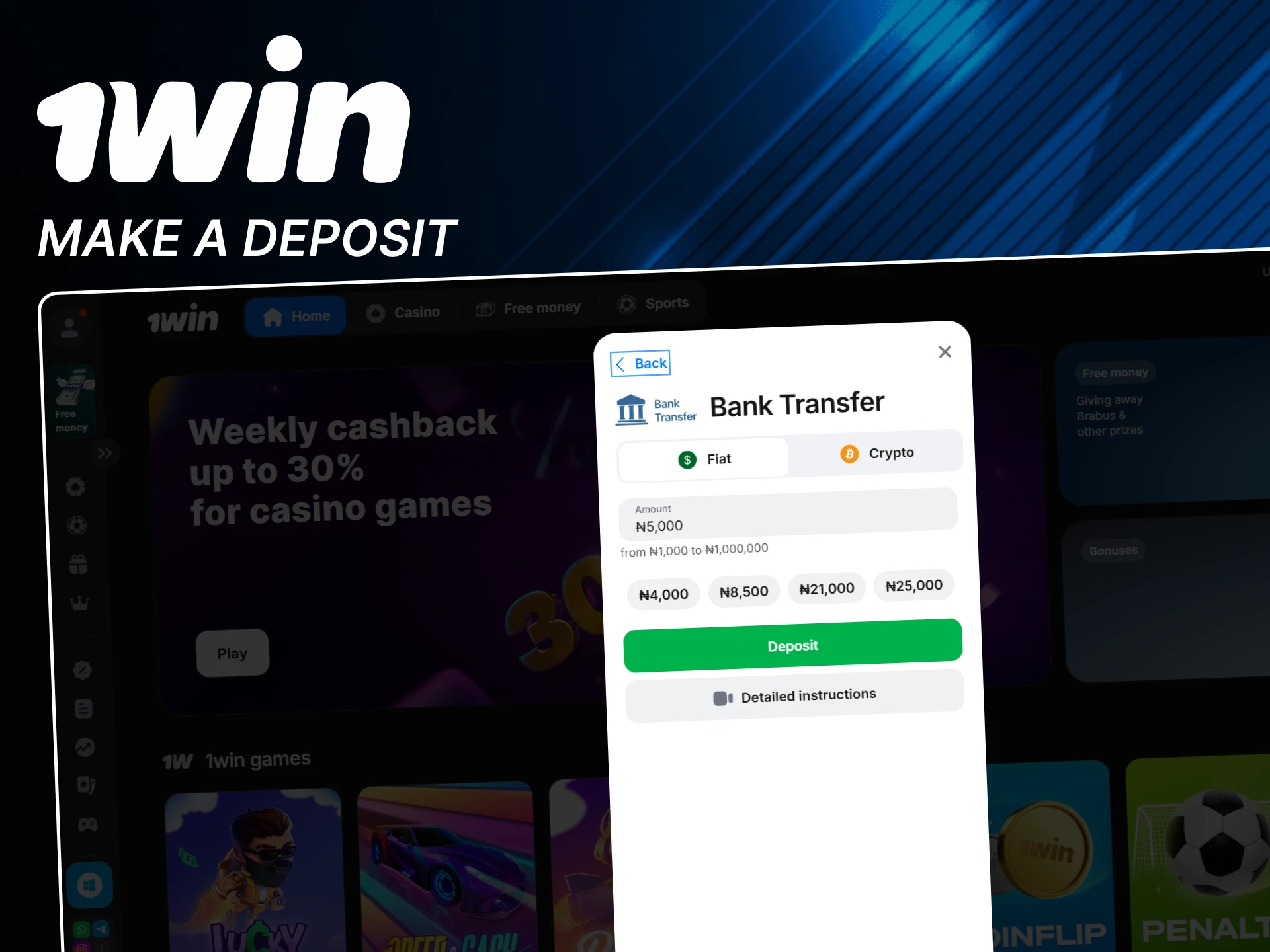 Replenishing your deposit on 1win is easy.
