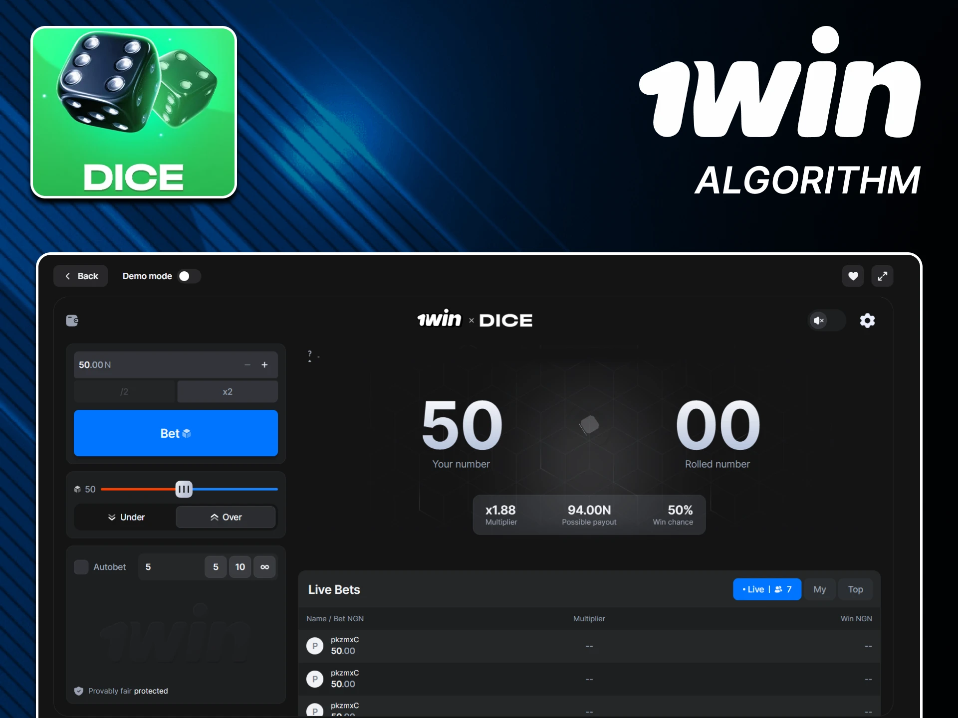 We'll tell you how the Dice game algorithm works on 1win.