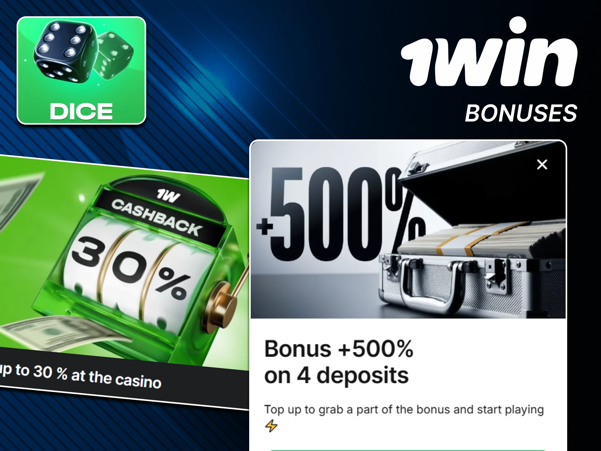 For Dice players there is a bonus from 1 win.