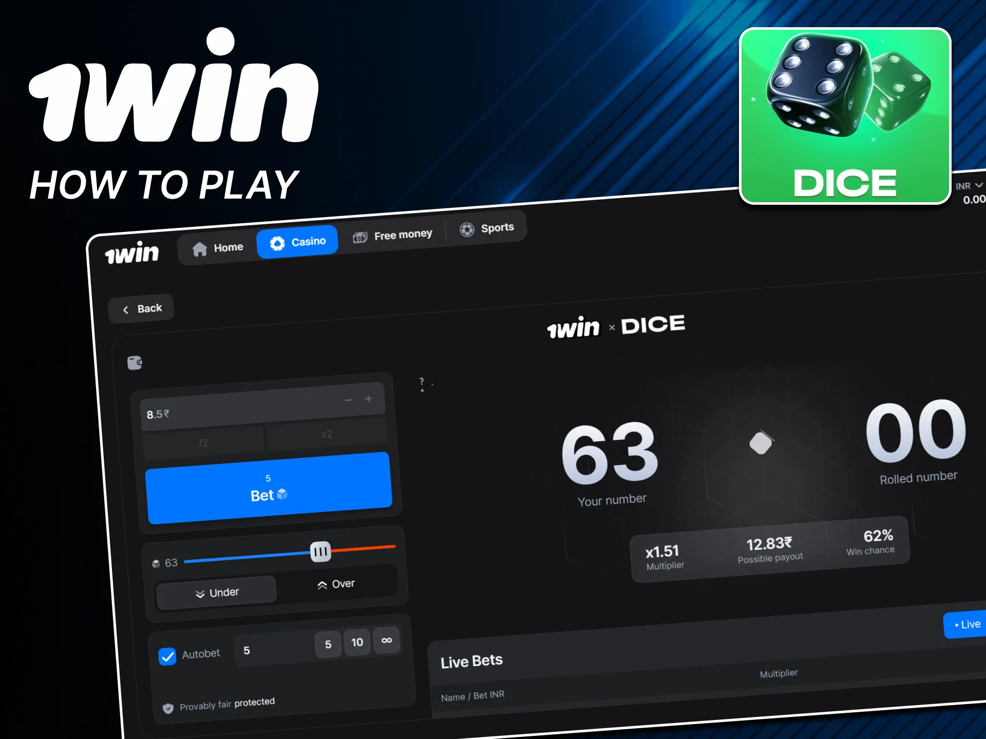 Play official 1win Dice with winning tips.