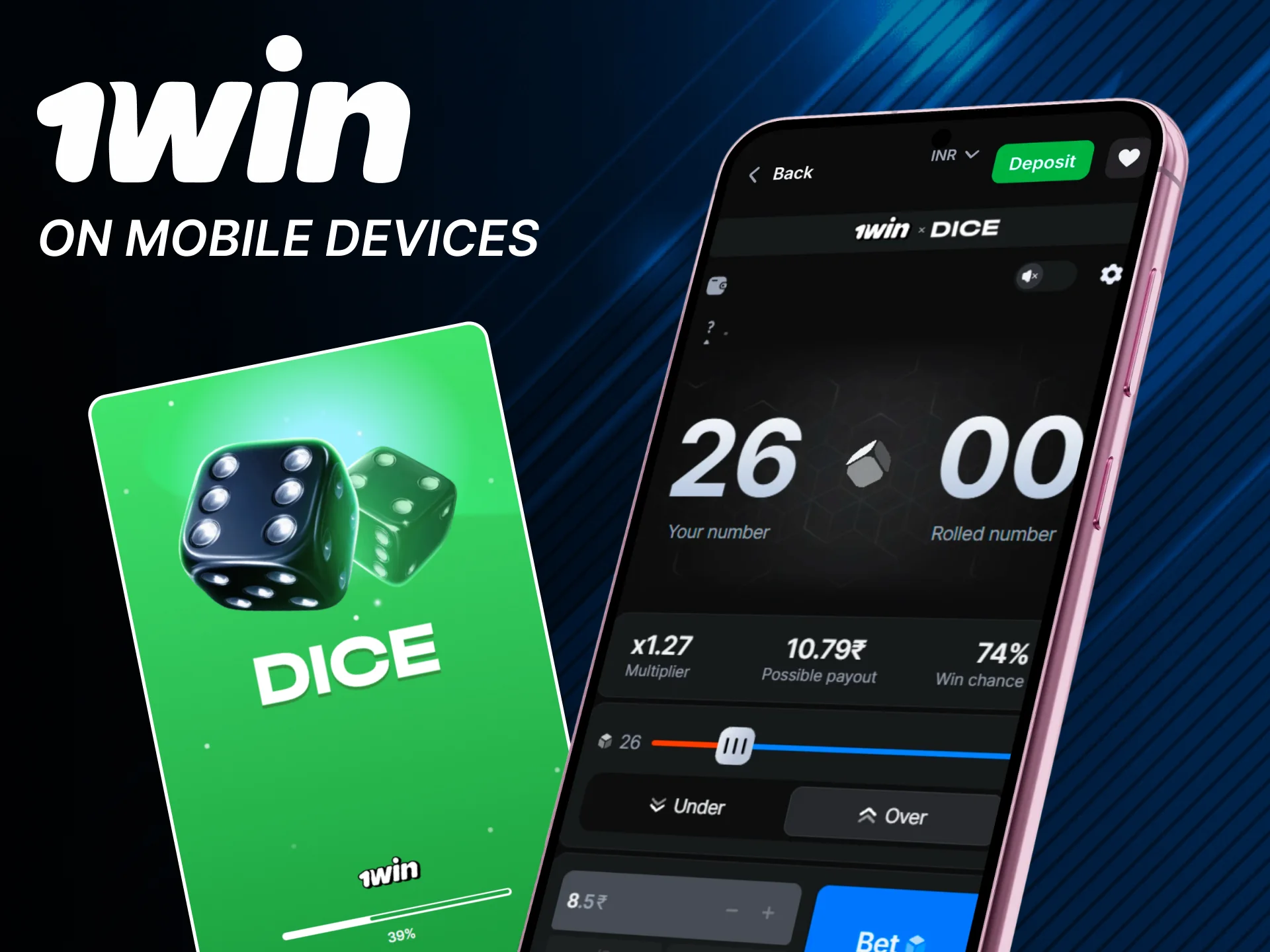 Play Dice on the official 1win mobile app.