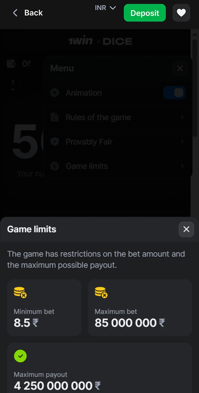 Check betting limits on the official 1win platform.