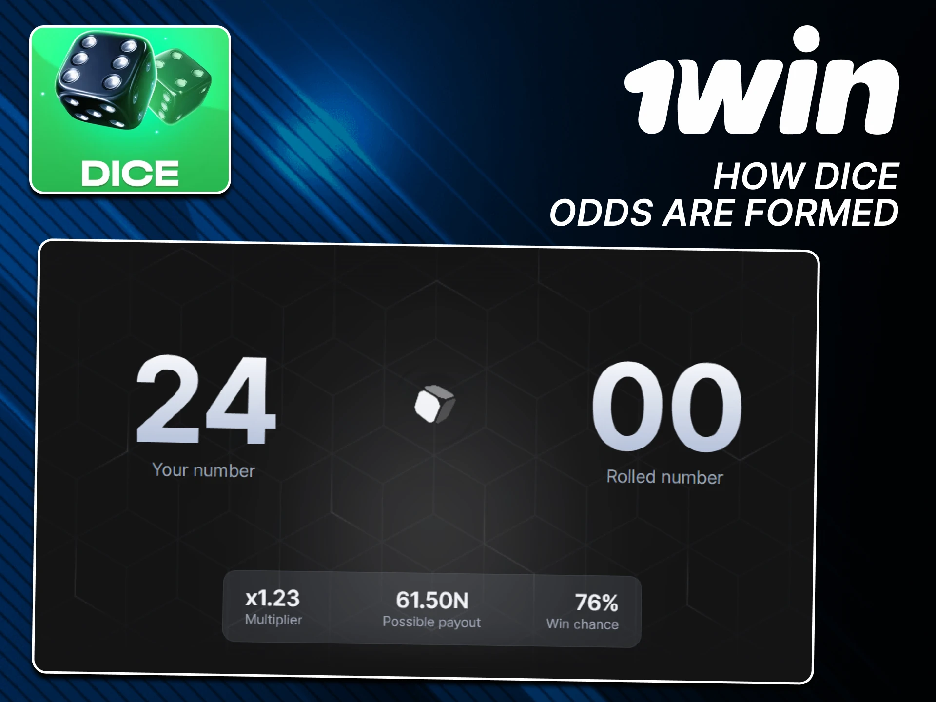 Explore the odds of the Dice game at 1win.
