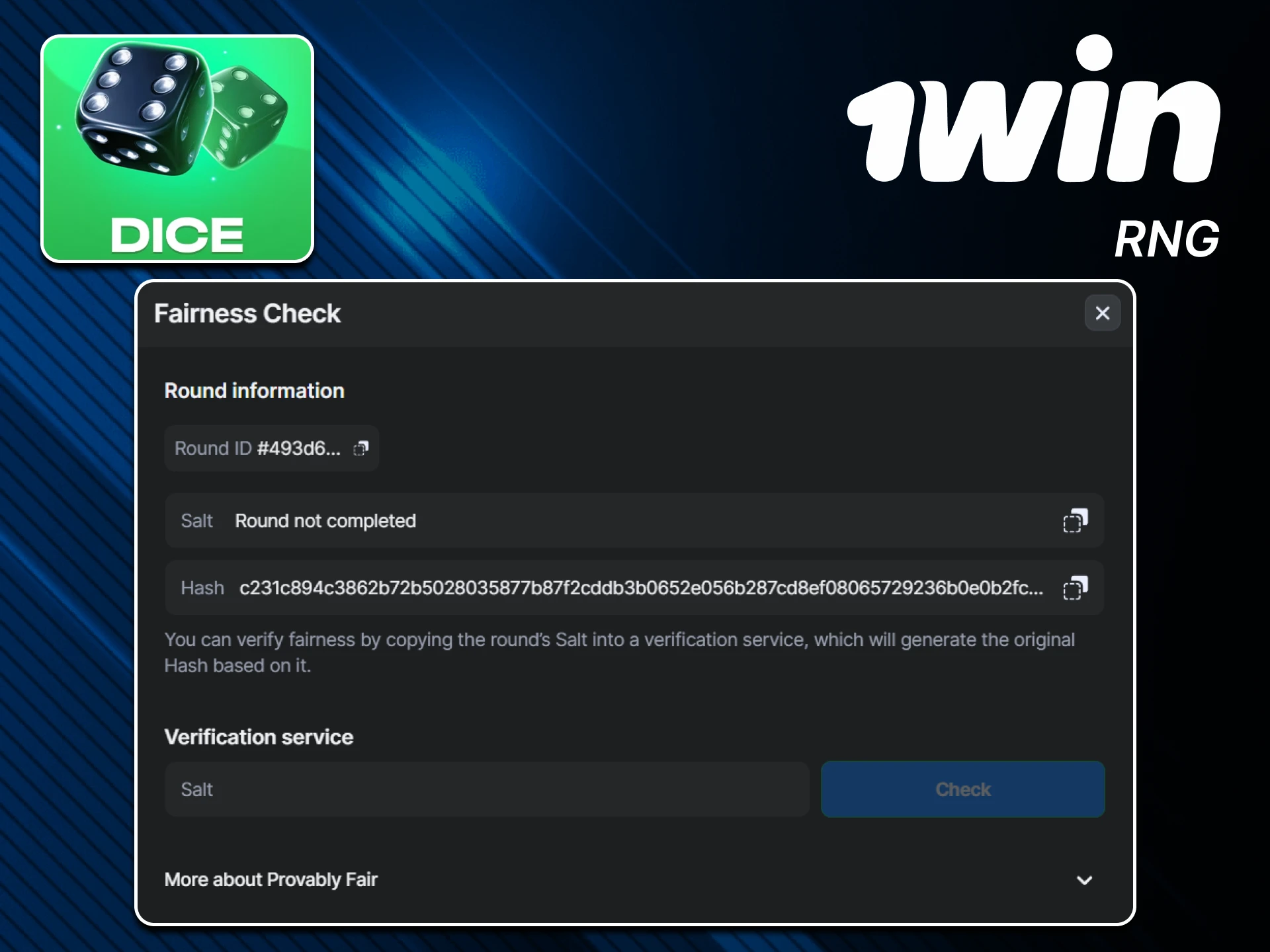 There is a random protocol for card distribution in the Dice game for 1 win.