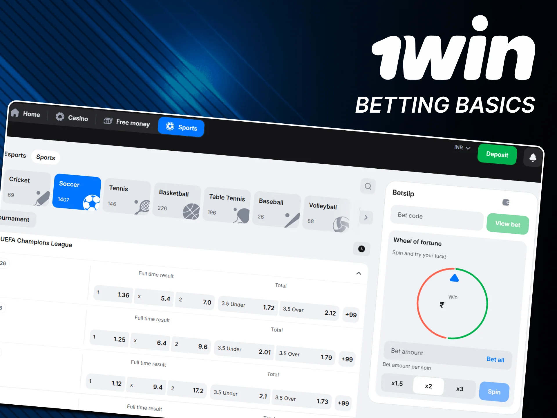 Learn football betting basics at the 1win site.