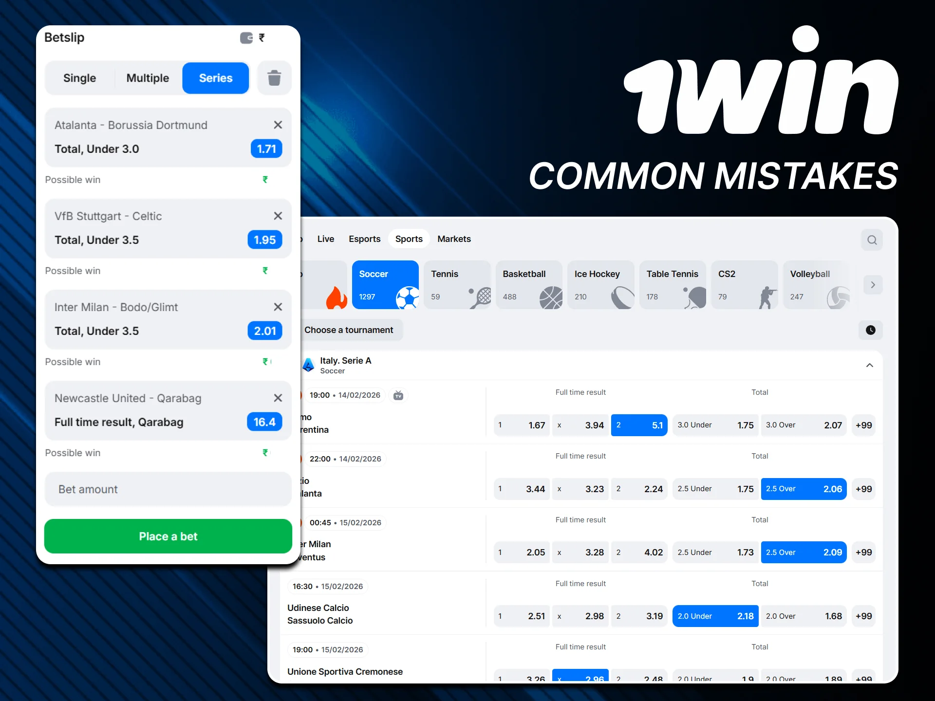 Avoid football betting mistakes at official 1win India.