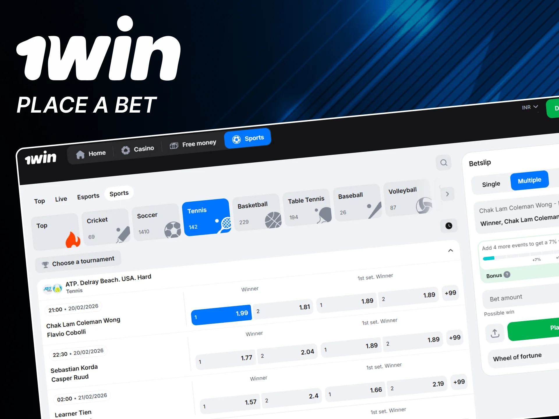 Follow the official 1win guide to place bets.