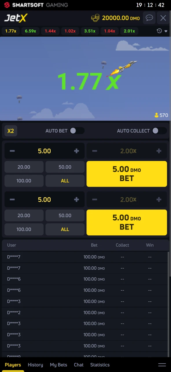 We have provided the JetX game interface from 1win.
