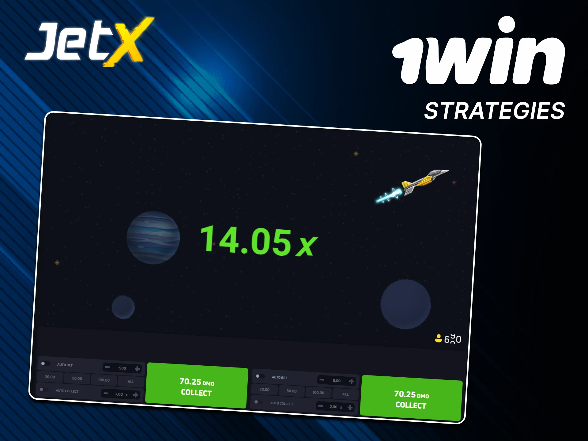 Use one of the strategies for JetX from 1win.