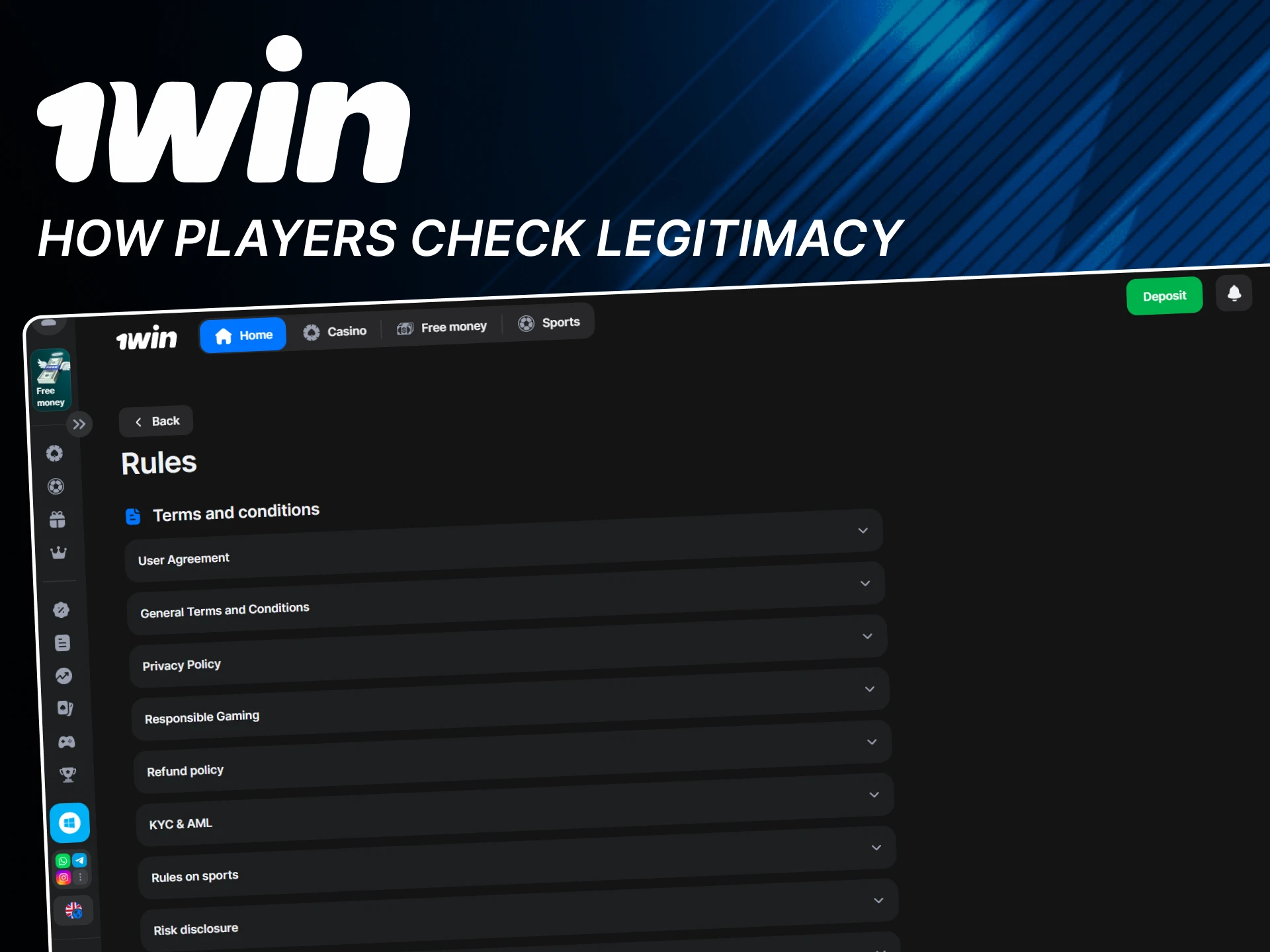 You can easily check the legality of 1win.