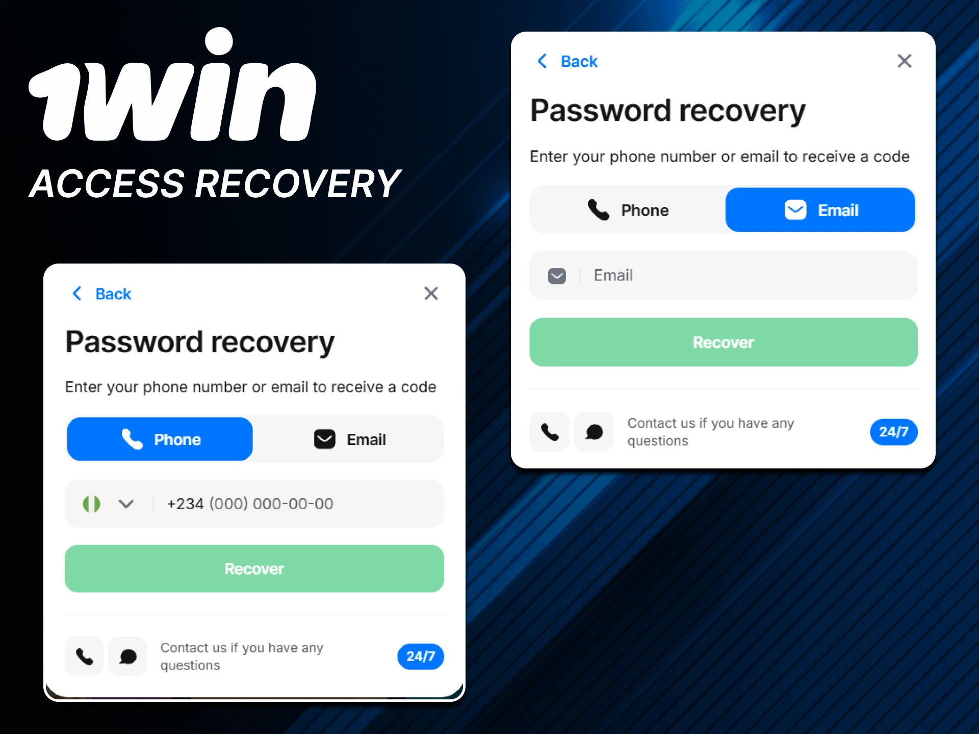 If you forgot your 1win password, you can recover it.
